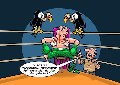Cartoon: Böses Omen (medium) by Joshua Aaron tagged boxen,boxkampf,geier,omen,vorahnung,knockout,boxring,boxen,boxkampf,geier,omen,vorahnung,knockout,boxring