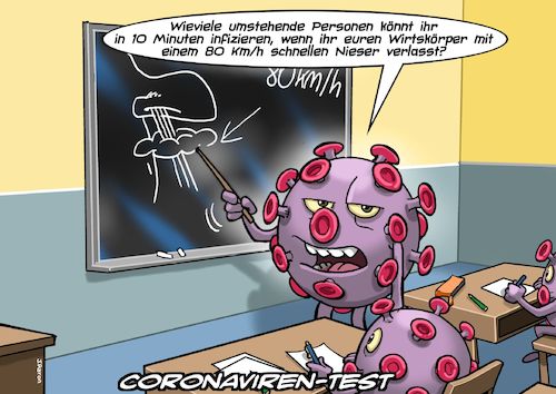 Cartoon: Corona Test (medium) by Joshua Aaron tagged test,covid,19,corona,virus,epidemie,pandemie,test,covid,19,corona,virus,epidemie,pandemie