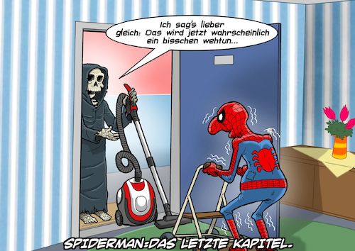 Cartoon: Das Ende der Spinne (medium) by Joshua Aaron tagged spiderman,spinne,tod,ende,staubsauger,spiderman,spinne,tod,ende,staubsauger