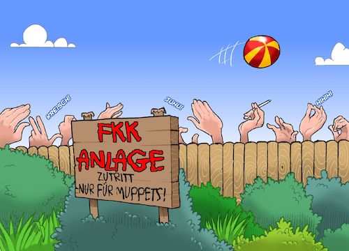 Cartoon: FKK-Muppets (medium) by Chris Berger tagged muppets,handpuppen,fkk,freikörperkultur,nudisten,muppets,handpuppen,fkk,freikörperkultur,nudisten