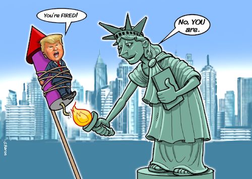 Cartoon: Gefeuert (medium) by Chris Berger tagged trump,wahl,election,president,präsident,2020,usa,amerika,trump,wahl,election,president,präsident,2020,usa,amerika