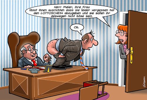 Cartoon: Glücksspiel (medium) by Chris Berger tagged lotto,kündigung,chef,arsch,provokation,lotto,kündigung,chef,arsch,provokation