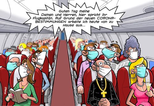 Cartoon: Homeoffice (medium) by Joshua Aaron tagged flugzeug,homeoffice,corona,pandemie,pilot,passagiere,covid,19,flugzeug,homeoffice,corona,pandemie,pilot,passagiere,covid,19