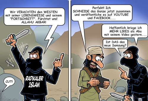 Cartoon: Islamisten (medium) by Joshua Aaron tagged radikaler,islam,mohammed,karikaturen,terror,angstmache,panik,glauben,religion,radikaler,islam,mohammed,karikaturen,terror,angstmache,panik,glauben,religion