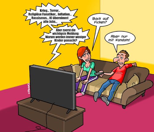 Cartoon: Kinderlos (medium) by Chris Berger tagged kinder,lohnsklaventum,ehepaar,vermehrung,zukunft,dummheit,ki,krieg,terror,inflation,religion,kinder,lohnsklaventum,ehepaar,vermehrung,zukunft,dummheit,ki,krieg,terror,inflation,religion