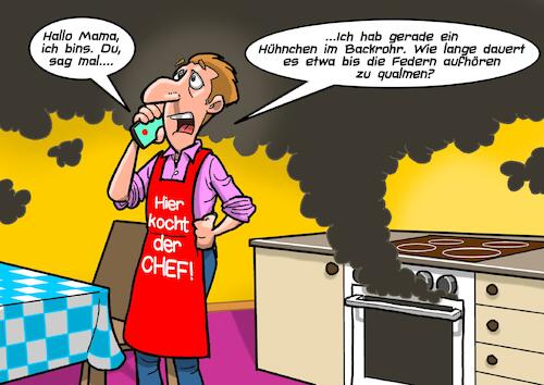Cartoon: Koch (medium) by Chris Berger tagged koch,kochen,rezept,huhn,hühnchen,hähnchen,backofen,chef,koch,kochen,rezept,huhn,hühnchen,hähnchen,backofen,chef