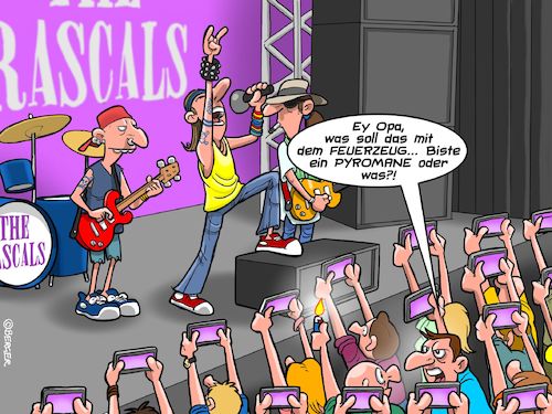 Cartoon: Live in Concert (medium) by Joshua Aaron tagged feuerzeuge,konzert,concert,rocker,live,feuerzeuge,konzert,concert,rocker,live