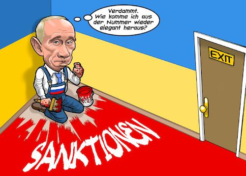 Cartoon: Maler Putin (medium) by Joshua Aaron tagged ukraine,krieg,putin,gewalt,sanktionen,blut,eu,wirtschaft,ukraine,krieg,putin,gewalt,sanktionen,blut,eu,wirtschaft