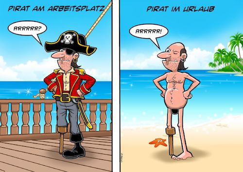 Cartoon: Pirat Privat (medium) by Joshua Aaron tagged pirat,augenklappe,tanga,pirat,augenklappe,tanga