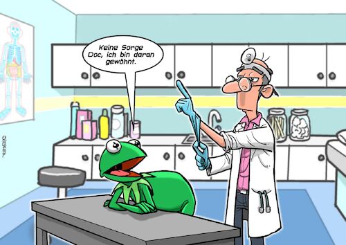 Cartoon: Proktologe (medium) by Chris Berger tagged kermit,muppets,puppen,handpuppen,proktologie,urologe,kermit,muppets,puppen,handpuppen,proktologie,urologe