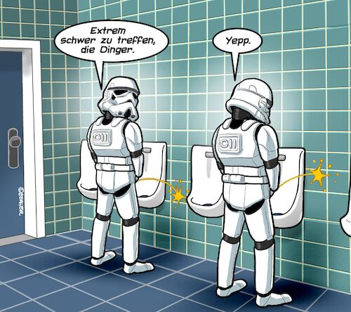 Cartoon: Stormtroopers (medium) by Chris Berger tagged pissoir,stormtrooper,star,wars,krieg,der,sterne,pissoir,stormtrooper,star,wars,krieg,der,sterne
