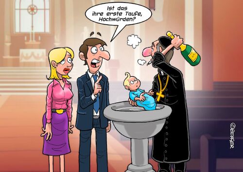Cartoon: Taufe (medium) by Chris Berger tagged pfarrer,religion,priester,taufe,sakrament,kirche,pfarrer,religion,priester,taufe,sakrament,kirche
