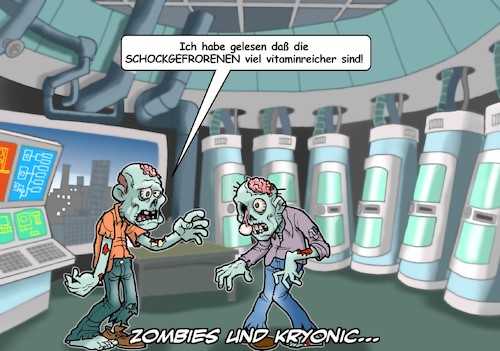 Cartoon: Tiefkühlkost (medium) by Joshua Aaron tagged kryonic,cryonic,zombies,tiefkuehlkost,eingefroren,kryonic,cryonic,zombies,tiefkuehlkost,eingefroren