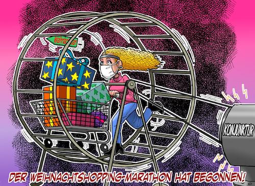 Cartoon: Weihnachtseinkäufe (medium) by Joshua Aaron tagged christmas,weihnachten,shopping,einkaufen,konjunktur,motor,geschenke,christmas,weihnachten,shopping,einkaufen,konjunktur,motor,geschenke