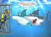 Cartoon: Käfighaltung (small) by Chris Berger tagged hai,käfig,freilandhaltung,taucher,urlauber
