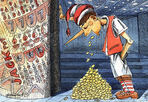 Cartoon: Jackpot (medium) by Vladimir Khakhanov tagged money