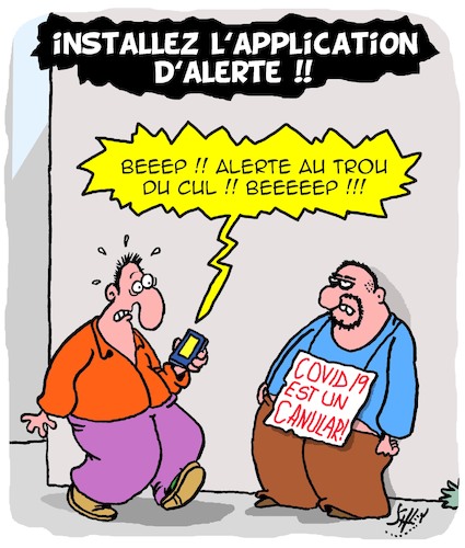 Cartoon: Alerte!! (medium) by Karsten Schley tagged covid,19,technologie,portables,sante,education,fake,news,complots,politique,covid,19,technologie,portables,sante,education,fake,news,complots,politique