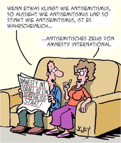 Cartoon: Amnesty Antisemitisch (medium) by Karsten Schley tagged ai,israel,antisemitismus,politik,apartheid,ai,israel,antisemitismus,politik,apartheid