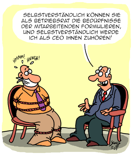 Cartoon: Betriebsräte (medium) by Karsten Schley tagged arbeit,wirtschaft,arbeitgeber,arbeitnehmer,kommunikation,gewerkschaften,betriebsräte,arbeitnehmerrechte,ceos,tarifverträge,kapitalismus,gesellschaft,arbeit,wirtschaft,arbeitgeber,arbeitnehmer,kommunikation,gewerkschaften,betriebsräte,arbeitnehmerrechte,ceos,tarifverträge,kapitalismus,gesellschaft