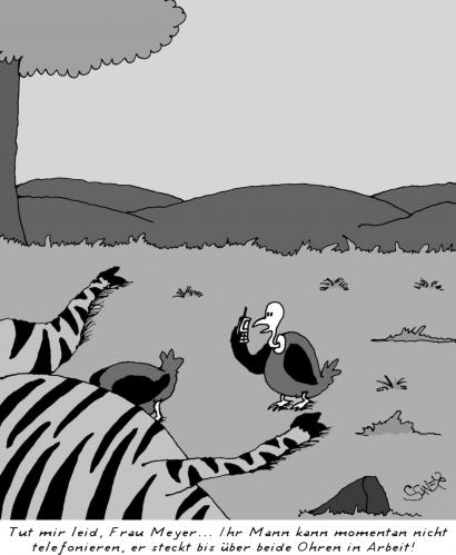 Cartoon: Bis über beide Ohren... (medium) by Karsten Schley tagged tiere,natur,afrika,arbeit,handys