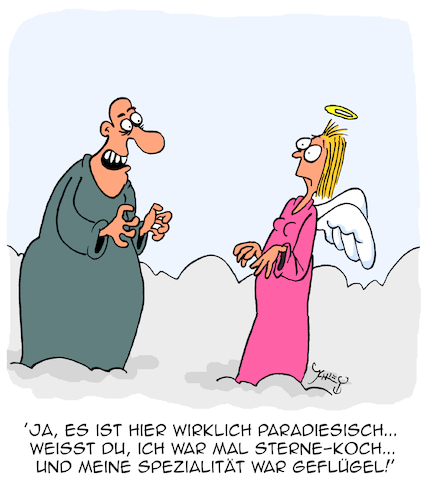 Cartoon: Chefkoch (medium) by Karsten Schley tagged kochen,köche,religion,himmel,paradies,engel,ernährung,gastronomie,geflügel,glaube,christentum,kirche,kochen,köche,religion,himmel,paradies,engel,ernährung,gastronomie,geflügel,glaube,christentum,kirche
