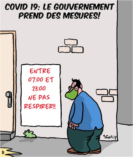 Cartoon: Covid 19 Mesures (medium) by Karsten Schley tagged gouvernement,politique,covid19,sante,economie,societe,gouvernement,politique,covid19,sante,economie,societe