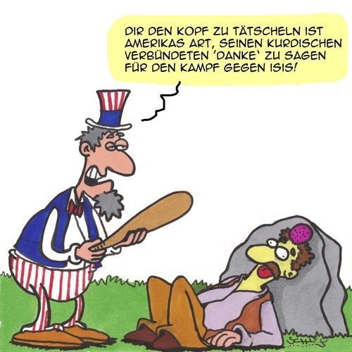 Cartoon: Danke!! (medium) by Karsten Schley tagged syrien,krieg,usa,türkei,kurden,isis,verbündete,terror,verrat,syrien,krieg,usa,türkei,kurden,isis,verbündete,terror,verrat