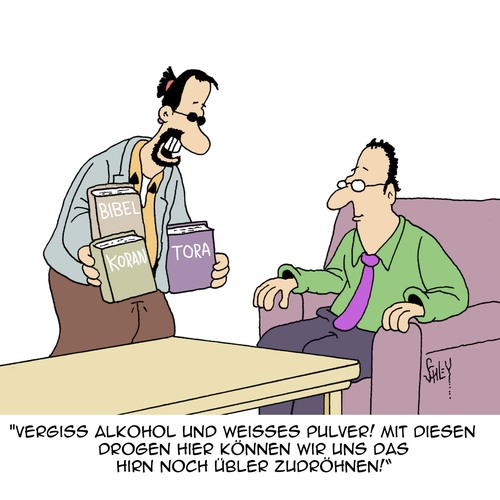 Cartoon: DAS sind krasse Drogen!! (medium) by Karsten Schley tagged drogen,abhängigkeit,gesellschaft,religion,drogensucht,terror,drogen,abhängigkeit,gesellschaft,religion,drogensucht,terror