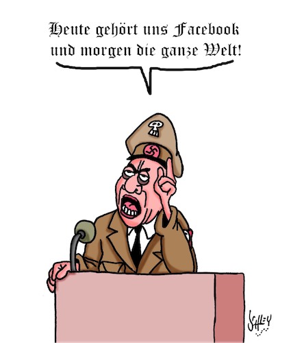 Cartoon: Die ganze Welt (medium) by Karsten Schley tagged facebook,nazis,propaganda,politik,soziale,medien,internet,technologie,hass,facebook,nazis,propaganda,politik,soziale,medien,internet,technologie,hass
