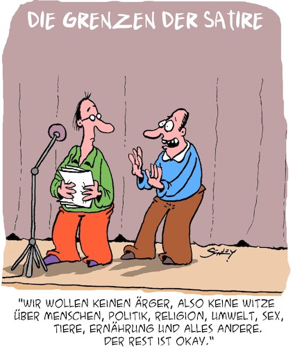 Cartoon: Die Grenzen der Satire (medium) by Karsten Schley tagged political,correctness,grenzen,satire,zensur,medien,politik,political,correctness,grenzen,satire,zensur,medien,politik
