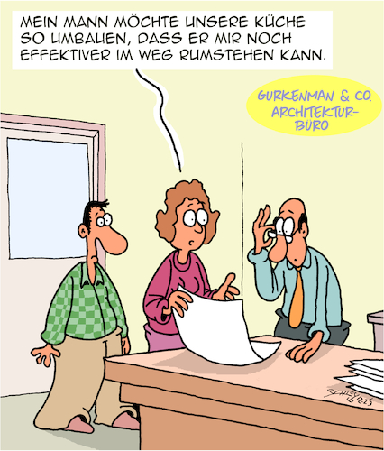 Cartoon: Effektiver Mann! (medium) by Karsten Schley tagged männer,frauen,ehe,beziehungen,liebe,leben,wohnen,architektur,küchen,effektivität,gesellschaft,männer,frauen,ehe,beziehungen,liebe,leben,wohnen,architektur,küchen,effektivität,gesellschaft