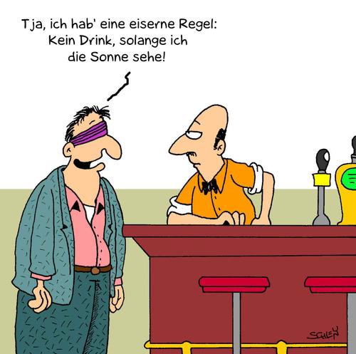Cartoon: Eiserne Regel (medium) by Karsten Schley tagged gesundheit,gesellschaft,drogen,alkohol,sucht,männer,gesundheit,gesellschaft,drogen,alkohol,sucht,männer