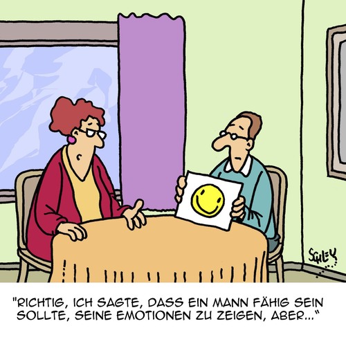 Cartoon: Emotionen (medium) by Karsten Schley tagged männer,frauen,gefühle,emotionen,psychologie,beziehungen,liebe,familie,männer,frauen,gefühle,emotionen,psychologie,beziehungen,liebe,familie