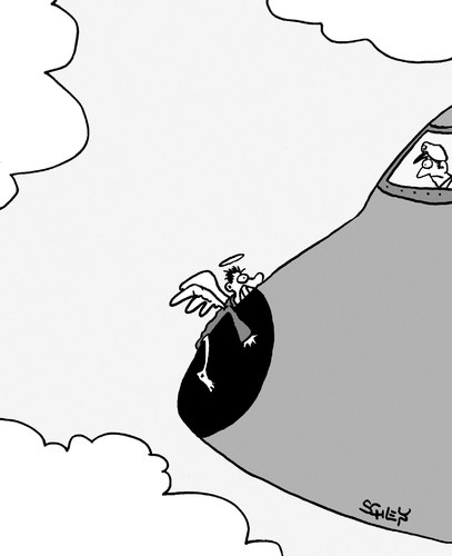 Cartoon: Engel (medium) by Karsten Schley tagged luftfahrt,reisen,luftsicherheit,religion