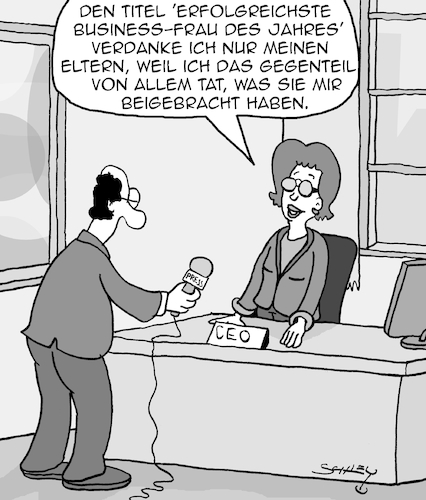 Cartoon: Erfolg durch Erziehung (medium) by Karsten Schley tagged erziehung,eltern,kinder,erfolg,lernen,vorbilder,business,wirtschaft,karriere,frauen,gesellschaft,erziehung,eltern,kinder,erfolg,lernen,vorbilder,business,wirtschaft,karriere,frauen,gesellschaft