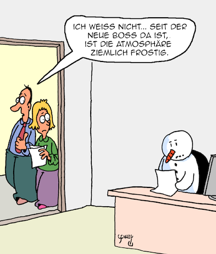 Cartoon: Frostig (medium) by Karsten Schley tagged arbeitgeber,arbeitnehmer,wirtschaft,vorgesetzte,management,atmosphäre,arbeitsklima,business,gesellschaft,arbeitgeber,arbeitnehmer,wirtschaft,vorgesetzte,management,atmosphäre,arbeitsklima,business,gesellschaft