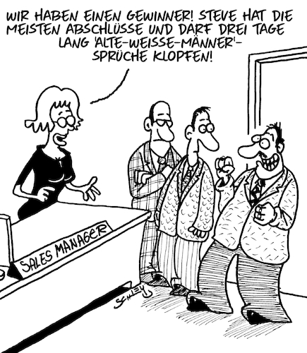 Cartoon: Gewonnen!! (medium) by Karsten Schley tagged medien,moden,sprache,business,sales,wirtschaft,vertrieb,gesellschaft,medien,moden,sprache,business,sales,wirtschaft,vertrieb,gesellschaft