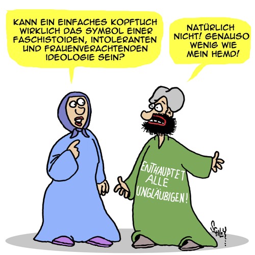 Cartoon: Glaube (medium) by Karsten Schley tagged terror,religion,faschismus,chauvinismus,terroristen,is,islam,frauen,terror,religion,faschismus,chauvinismus,terroristen,is,islam,frauen