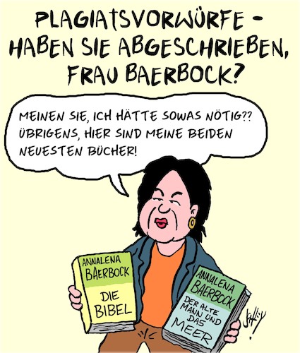 Cartoon: Hat Frau Baerbock abgeschrieben? (medium) by Karsten Schley tagged baerbock,grüne,bücher,plagiate,wahlen,parteien,demokratie,medien,gesellschaft,deutschland,baerbock,grüne,bücher,plagiate,wahlen,parteien,demokratie,medien,gesellschaft,deutschland