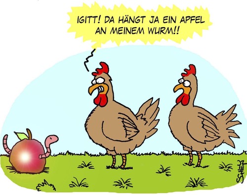Cartoon: Hühner (medium) by Karsten Schley tagged natur,tiere,ernährung,landwirtschaft,natur,tiere,ernährung,landwirtschaft