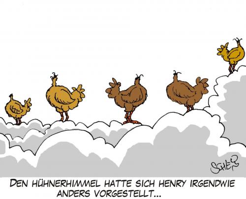 Cartoon: Hühnerhimmel (medium) by Karsten Schley tagged tiere,religion