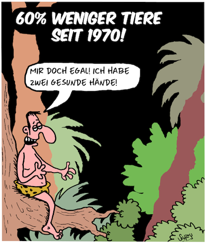 Cartoon: Immer weniger... (medium) by Karsten Schley tagged tiere,artensterben,wälder,natur,umweltzerstörung,mensch,tiere,artensterben,wälder,natur,umweltzerstörung,mensch