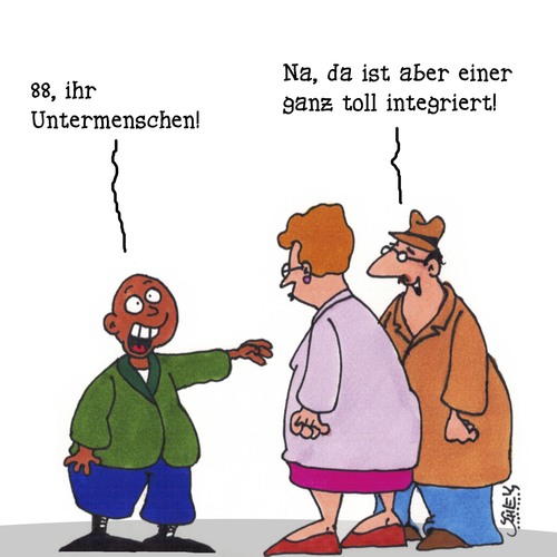 Cartoon: Integration (medium) by Karsten Schley tagged einwanderung,gesellschaft,deutschland,anpassung,demokratie,politik,einwanderung,gesellschaft,deutschland,anpassung,demokratie,politik