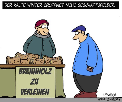 Cartoon: Kalter Winter (medium) by Karsten Schley tagged wetter,winter,klima,kälte,business,einkommen,wirtschaft,wetter,winter,klima,business,kälte,einkommen,wirtschaft
