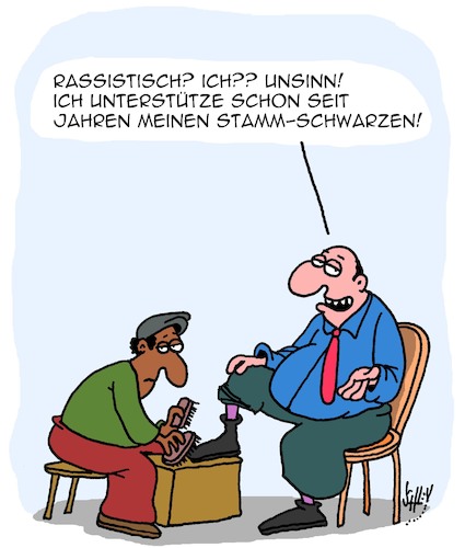 Cartoon: Kein Rassist! (medium) by Karsten Schley tagged rassismus,scheinheiligkeit,bigotterie,ausbeutung,kolonialismus,gesellschaft,rassismus,scheinheiligkeit,bigotterie,ausbeutung,kolonialismus,gesellschaft