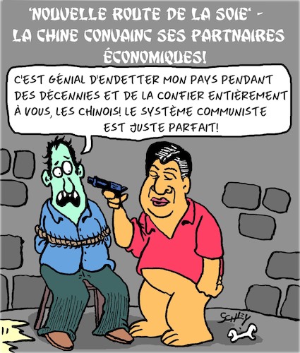 Cartoon: La Nouvelle Route de la Soie (medium) by Karsten Schley tagged chine,economique,dettes,argent,politique,communisme,societe,la,chine,economique,dettes,argent,politique,communisme,societe