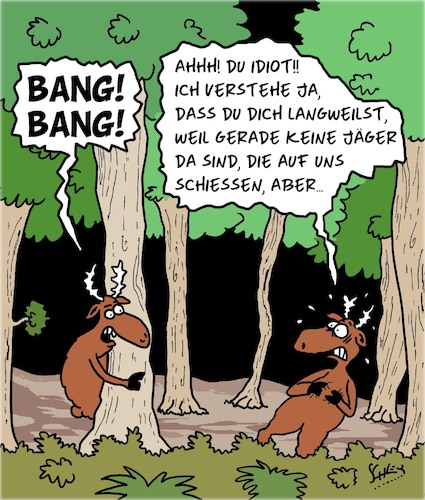 Cartoon: Laaangweilig!! (medium) by Karsten Schley tagged corona,ausgehsperre,quarantäne,tiere,jäger,natur,wald,corona,ausgehsperre,quarantäne,tiere,jäger,natur,wald