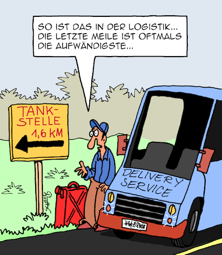 Cartoon: Logistik (medium) by Karsten Schley tagged logistik,transport,wirtschaft,business,aufwand,ertrag,marge,zustellung,kosten,logistik,transport,wirtschaft,business,aufwand,ertrag,marge,zustellung,kosten