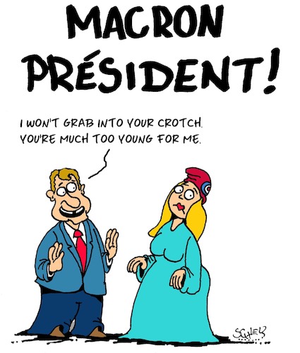 Cartoon: Macron President (medium) by Karsten Schley tagged elections,france,europe,macron,old,age,marriage,love,women,men,gap,politics,elections,france,europe,macron,old,age,marriage,love,women,men,gap,politics