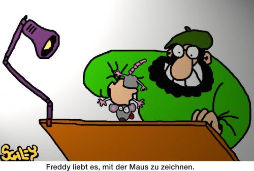 Cartoon: Mit der Maus gezeichnet (medium) by Karsten Schley tagged kunst,tiere